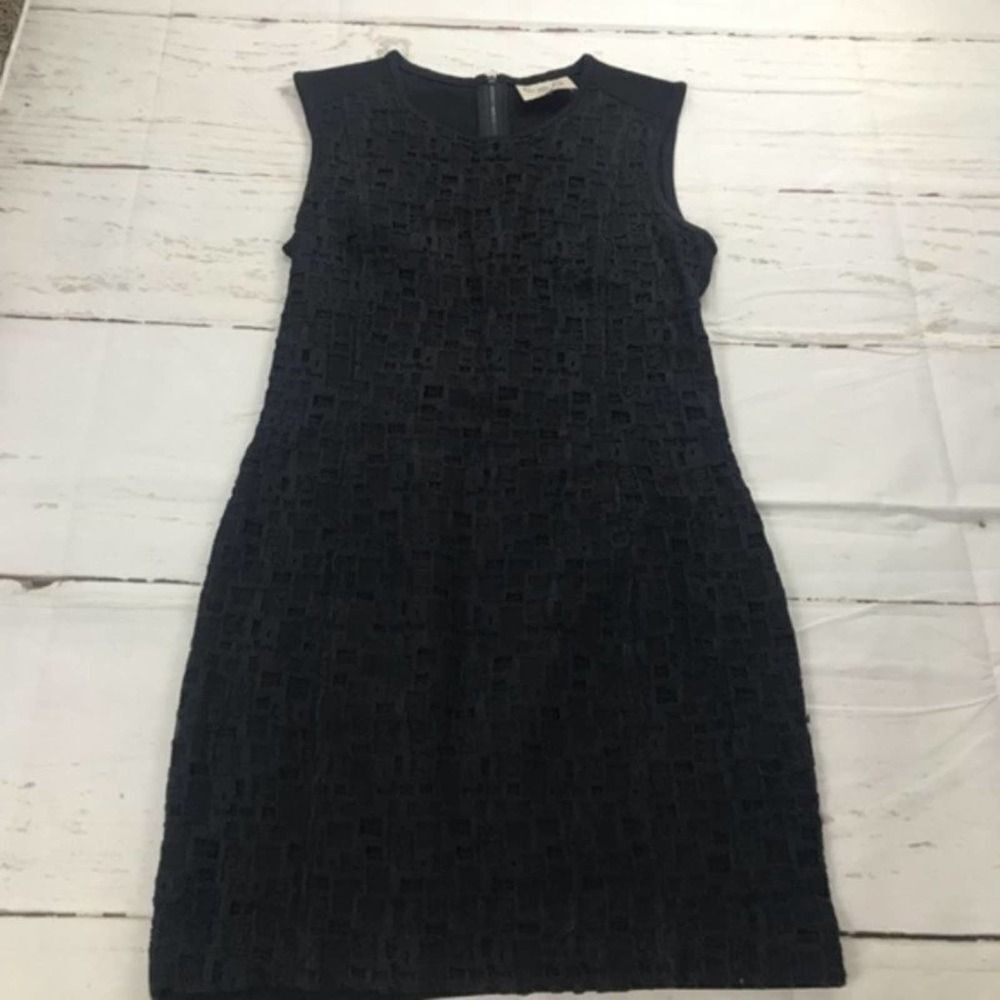 SEA texture geometric black sleeveless tank sheath cloth shirt dress womens 6